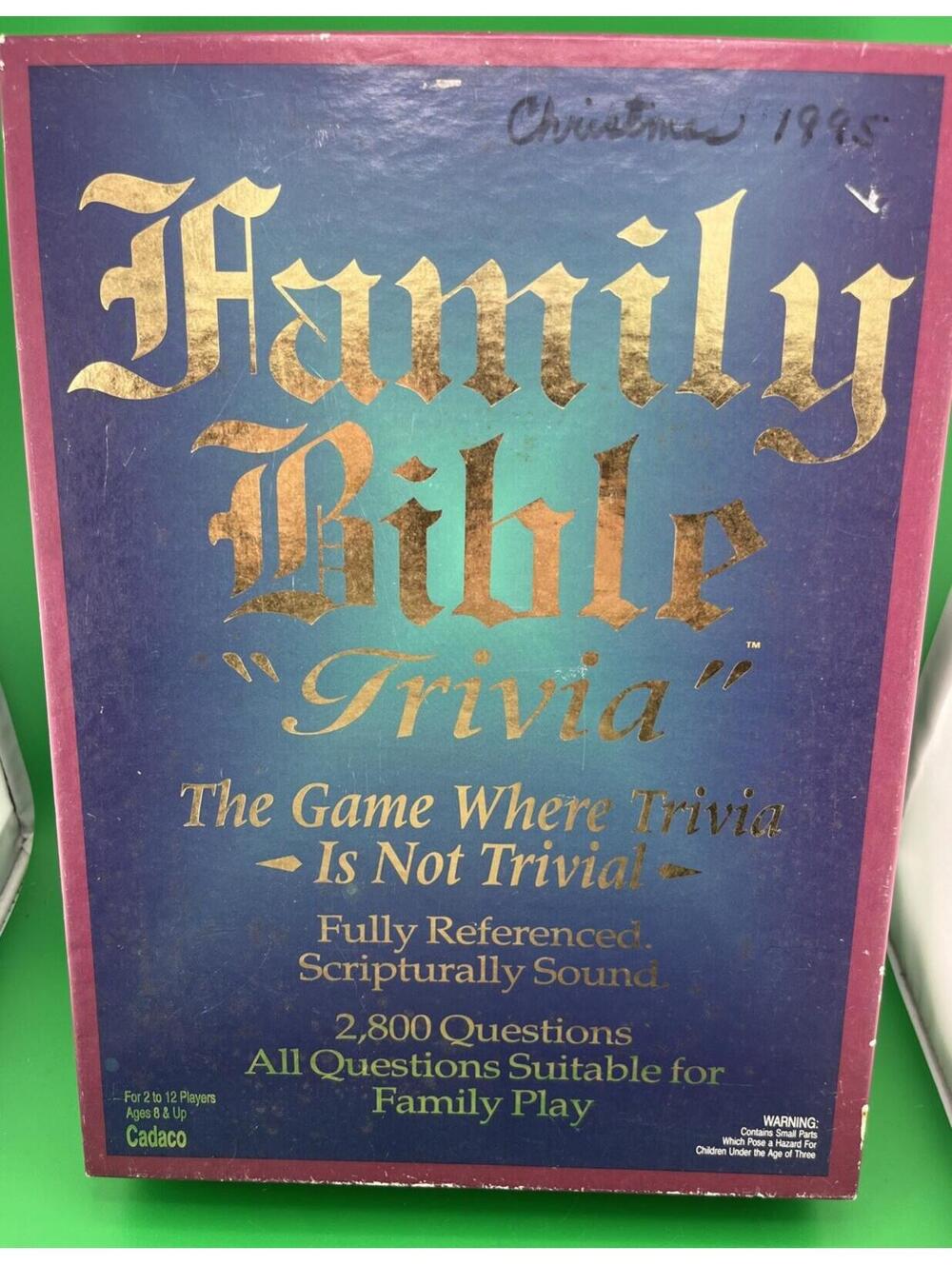 Family Bible Trivia Board Game Cadaco 1984 Vintage Complete BT100